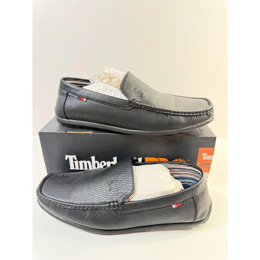 Timberland Mens Slip On Black Leather Work Shoes US 10.5 Mens